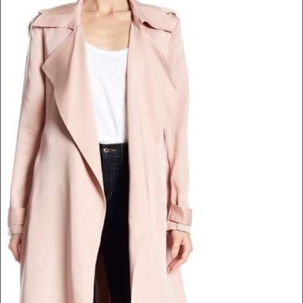 Bagatelle Heritage Trench Coat L Pink Draped Duster Transitional Romantic Pastel